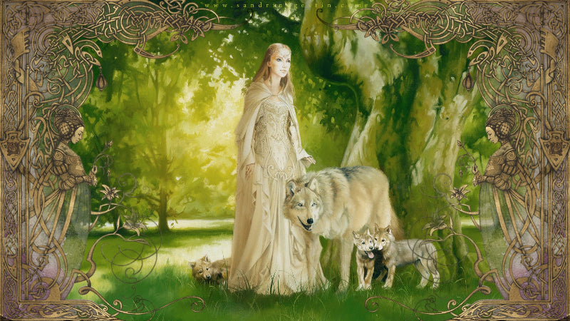 Fond écran Dame aux Loups