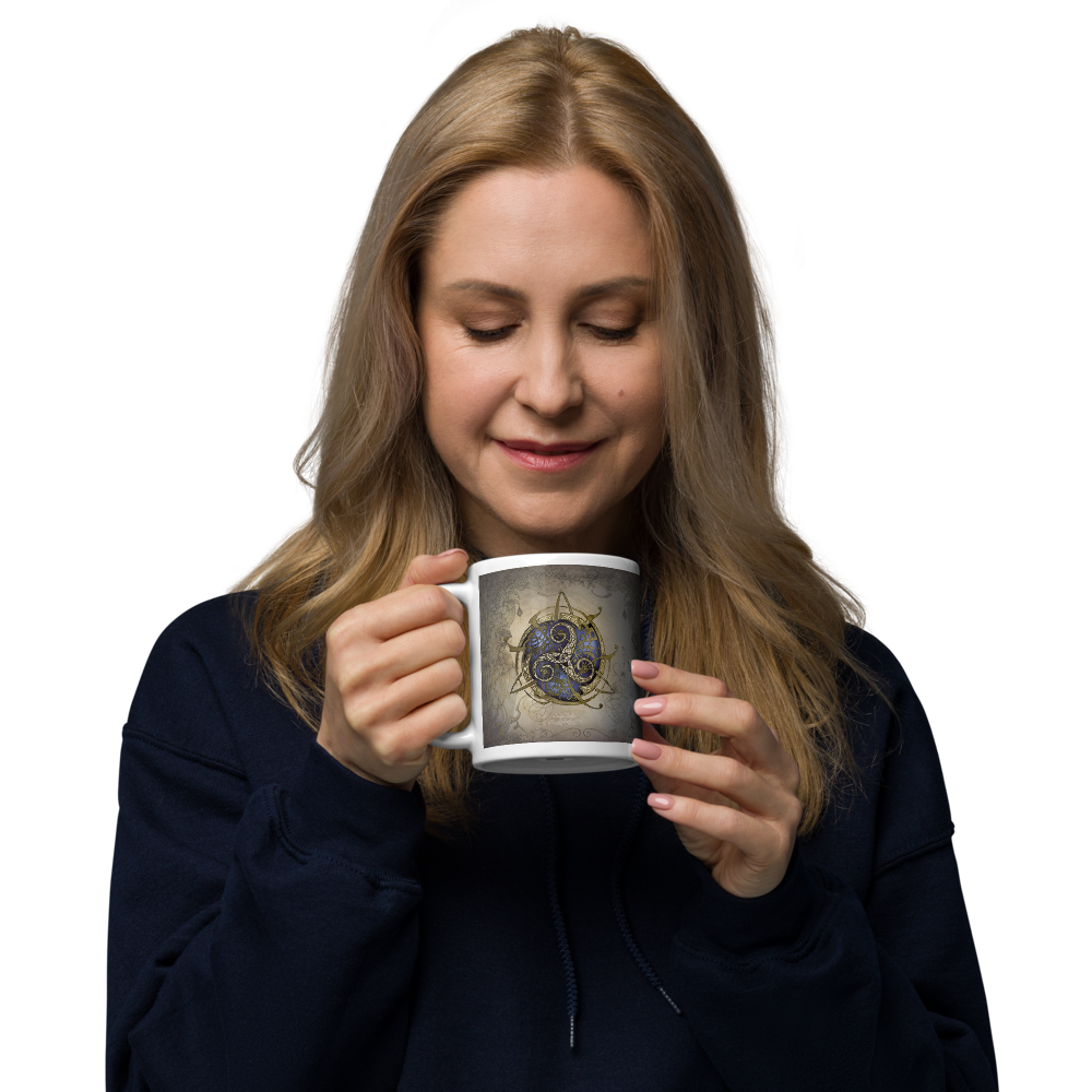 Mug  TRISKEL bleu (Blanc Brillant)